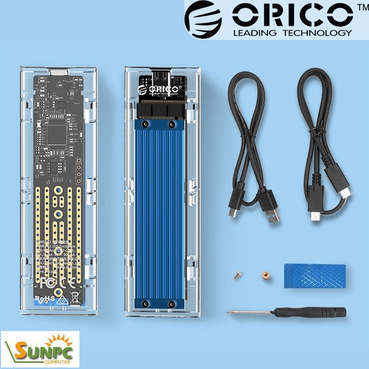 Box ổ cứng M.2 PCIe NVMe trong suốt - tản nhiệt - USB 3.1 Orico TCM2-C3